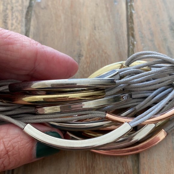 Gold Silver Rose Gold multi strand Bracelet New - Picture 5 of 11